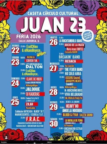 Feria 2026. Caseta Juan 23. Info y programación