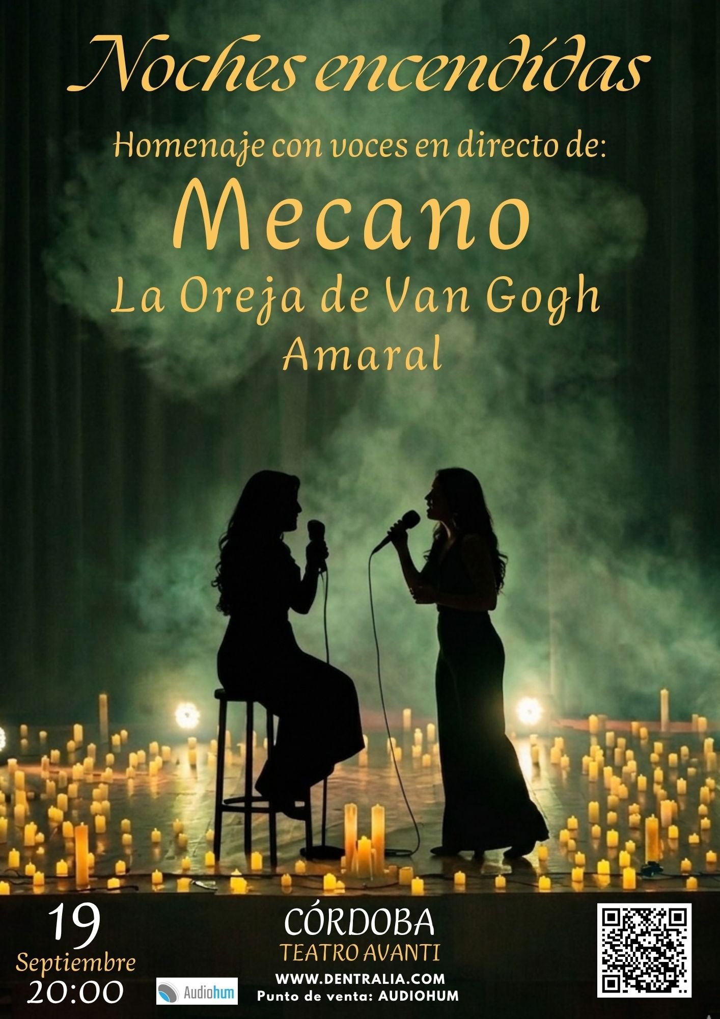 Noches Encendidas Córdoba – cartel del espectáculo tributo a Mecano, La Oreja de Van Gogh y Amaral en el Teatro Avanti