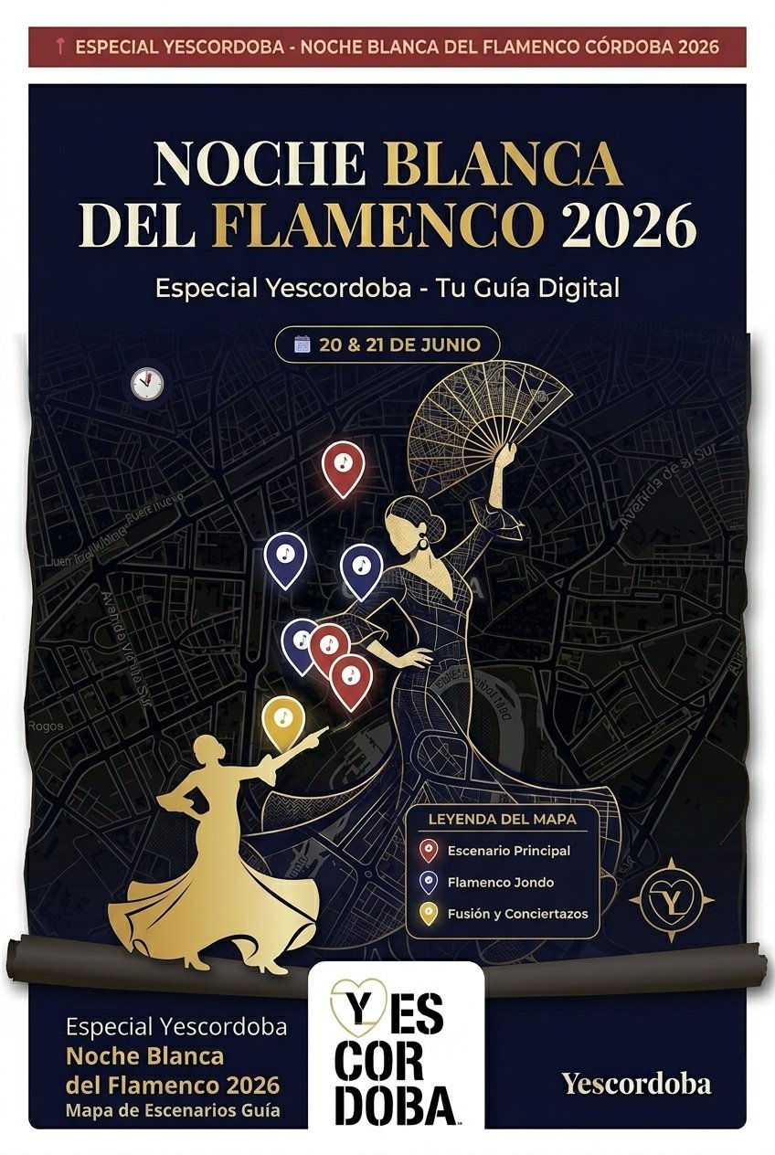 Mapa Noche Blanca del Flamenco Córdoba 2026 - escenarios y horarios en el centro histórico
